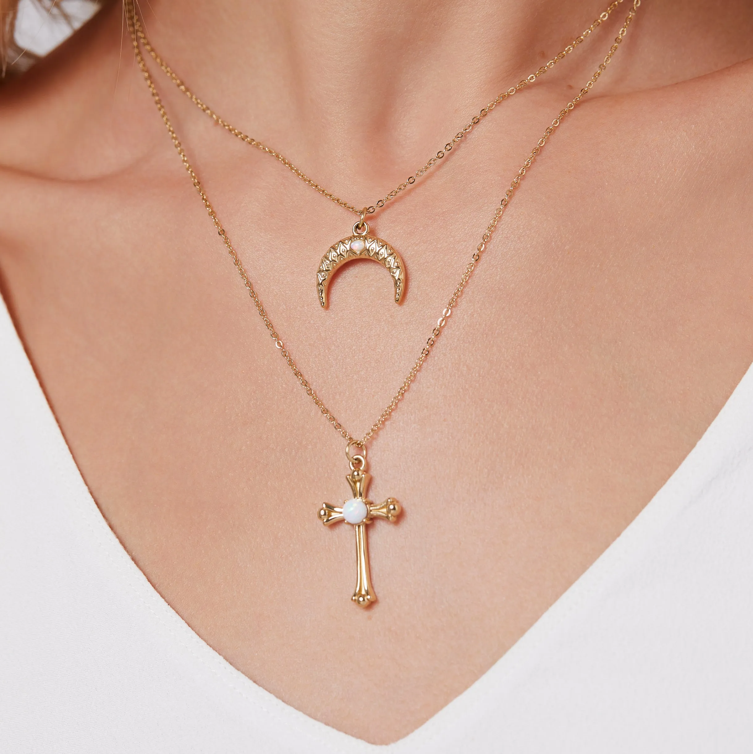 Opal Cross Necklace