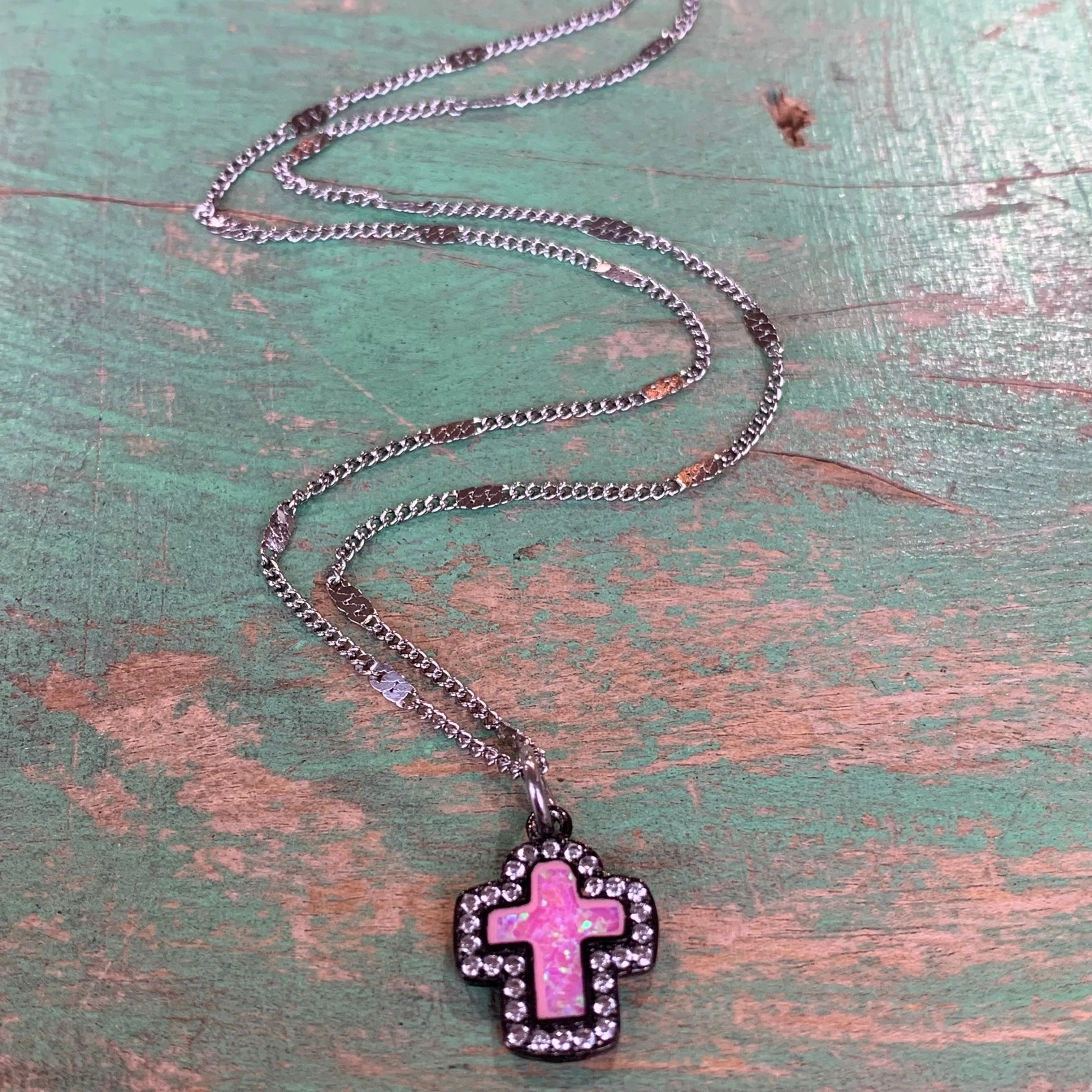 Opal Cross Necklace