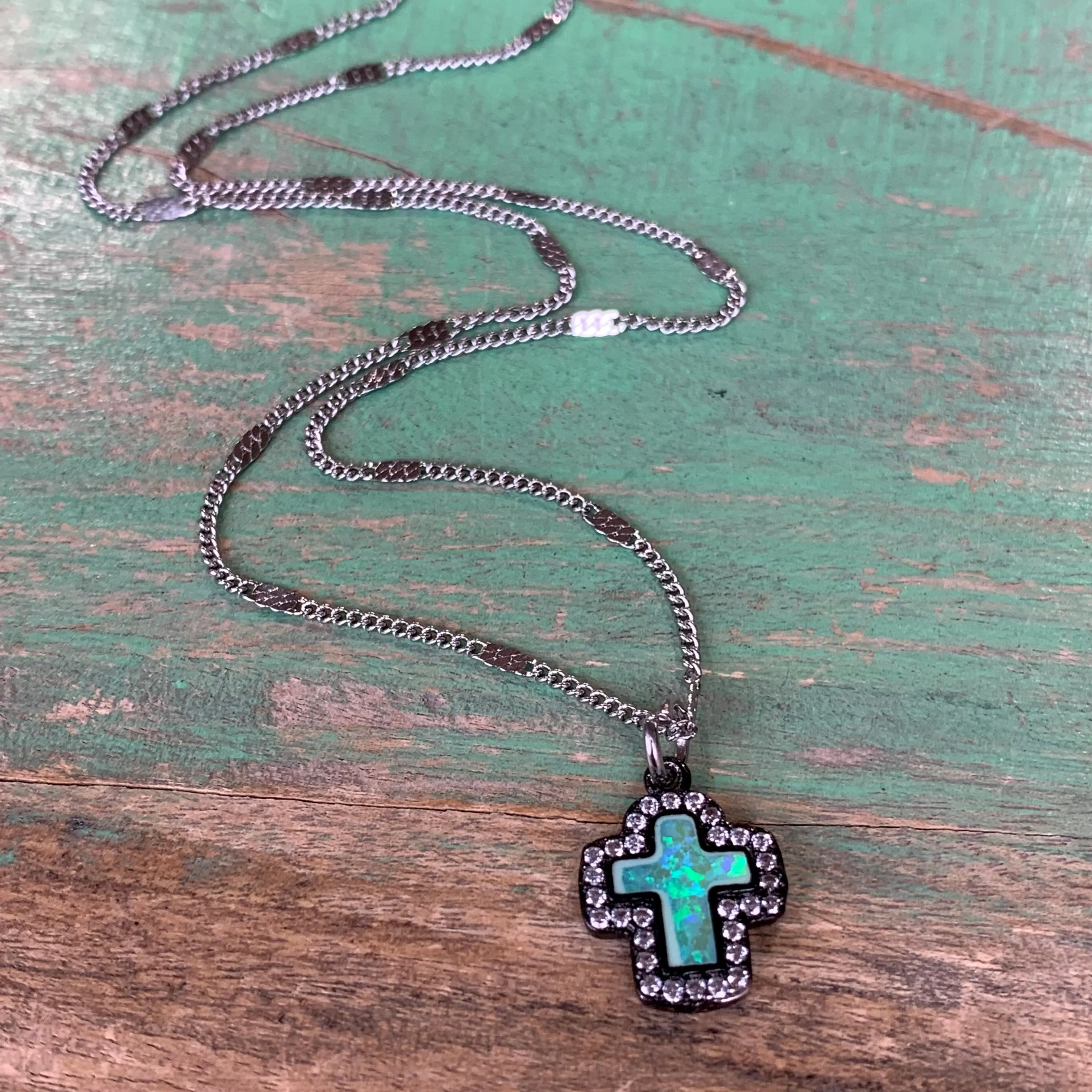 Opal Cross Necklace