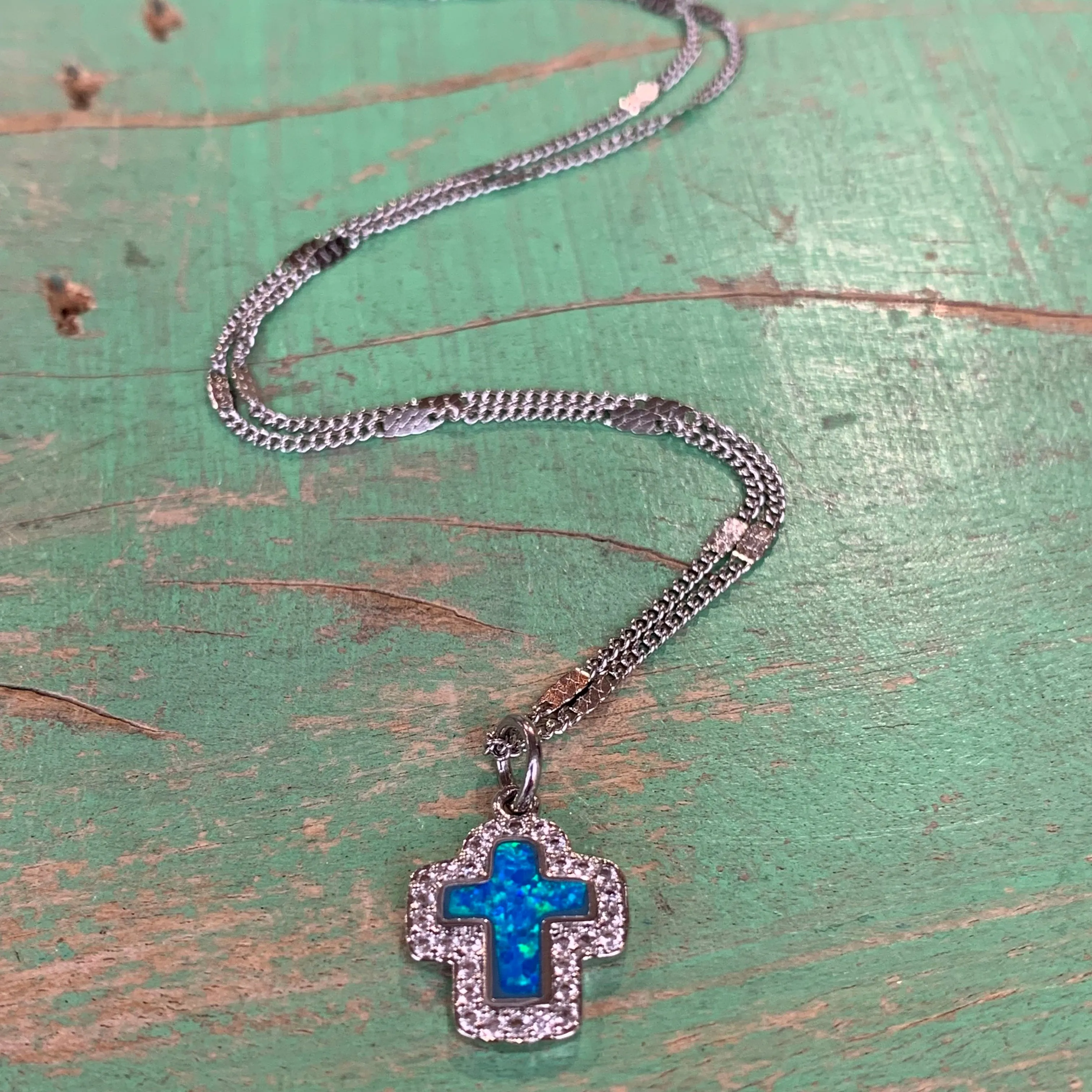 Opal Cross Necklace