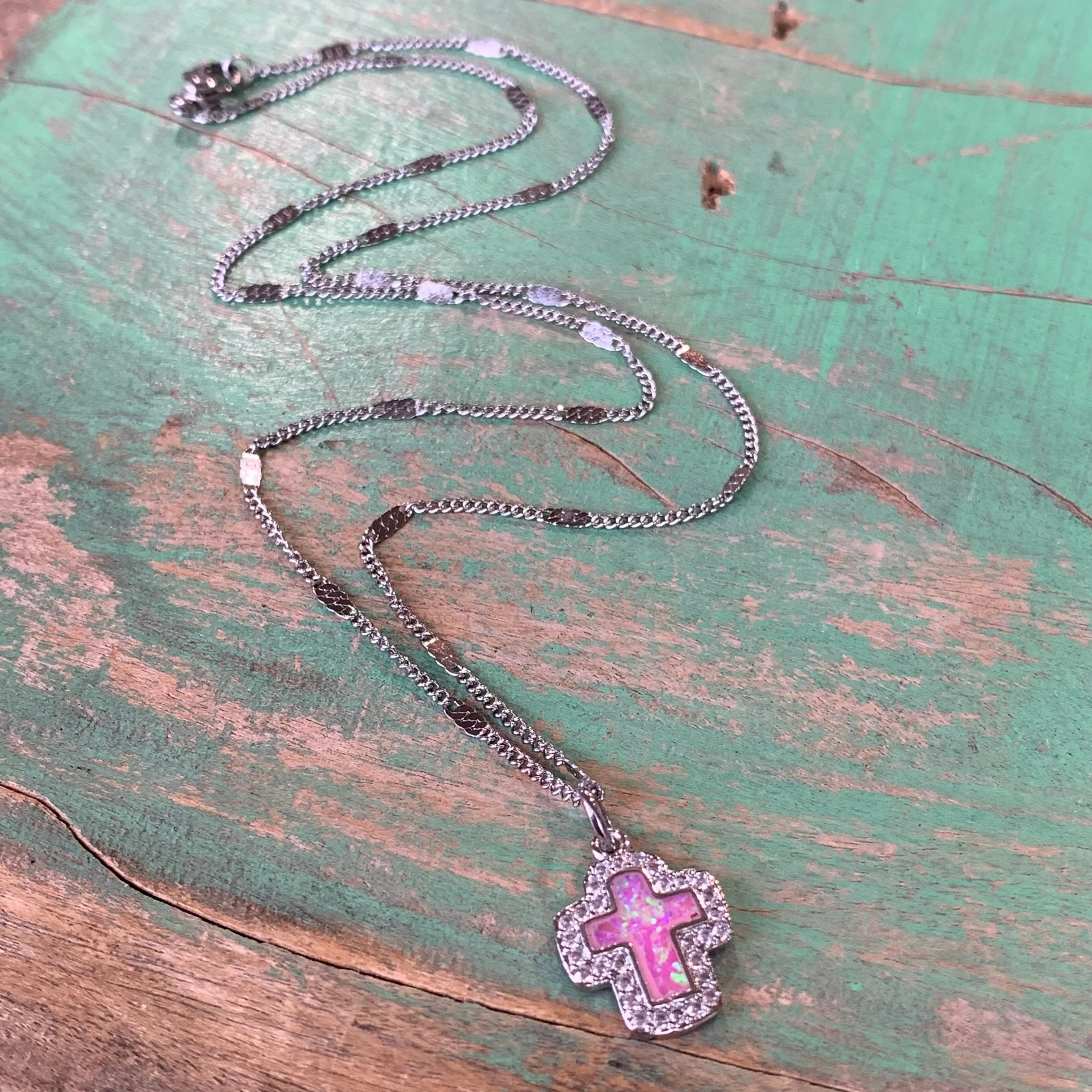 Opal Cross Necklace