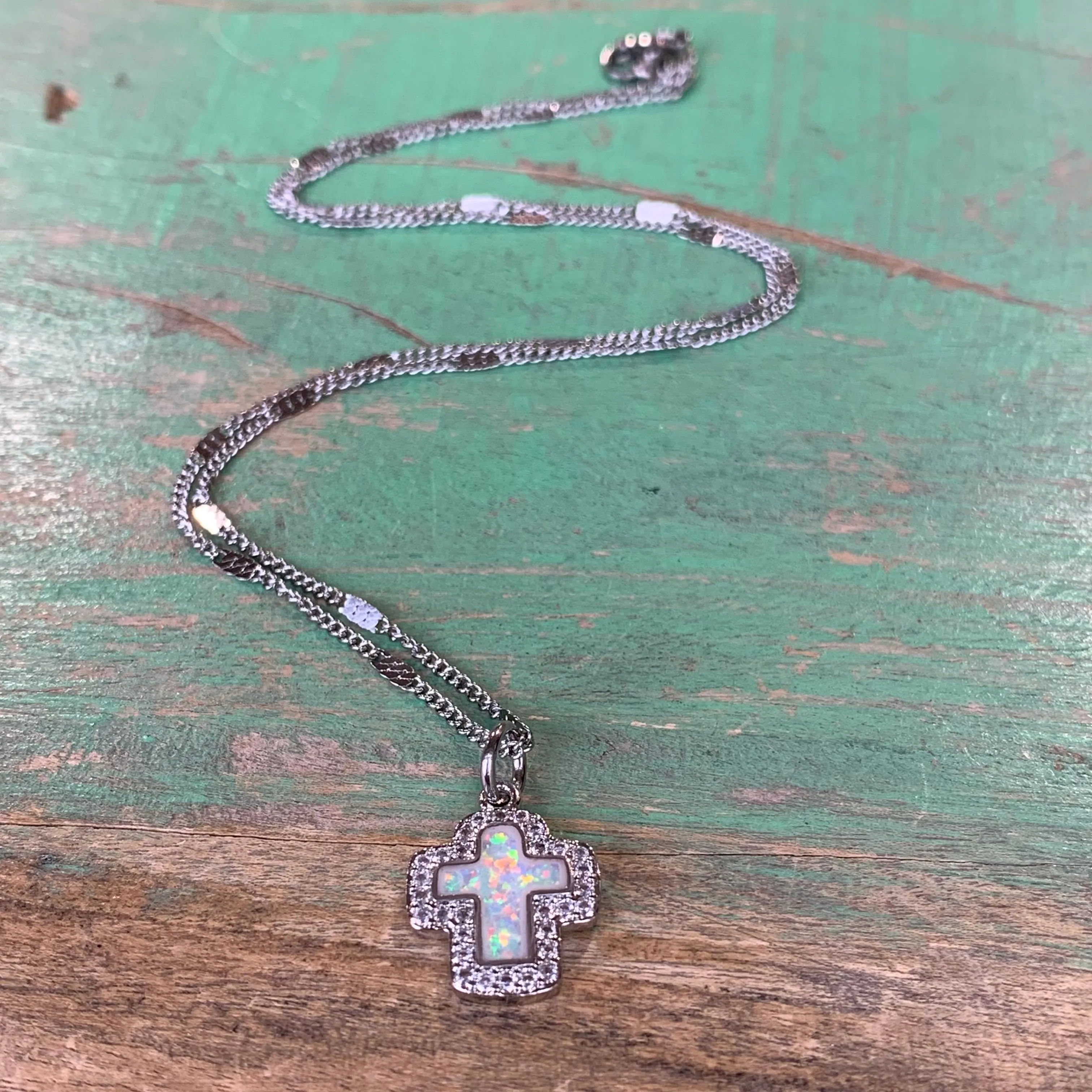 Opal Cross Necklace