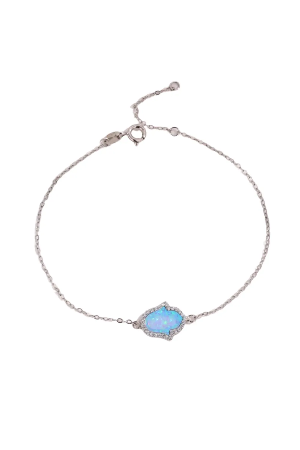 Opal Hamsa 925 Sterling Silver Bracelet