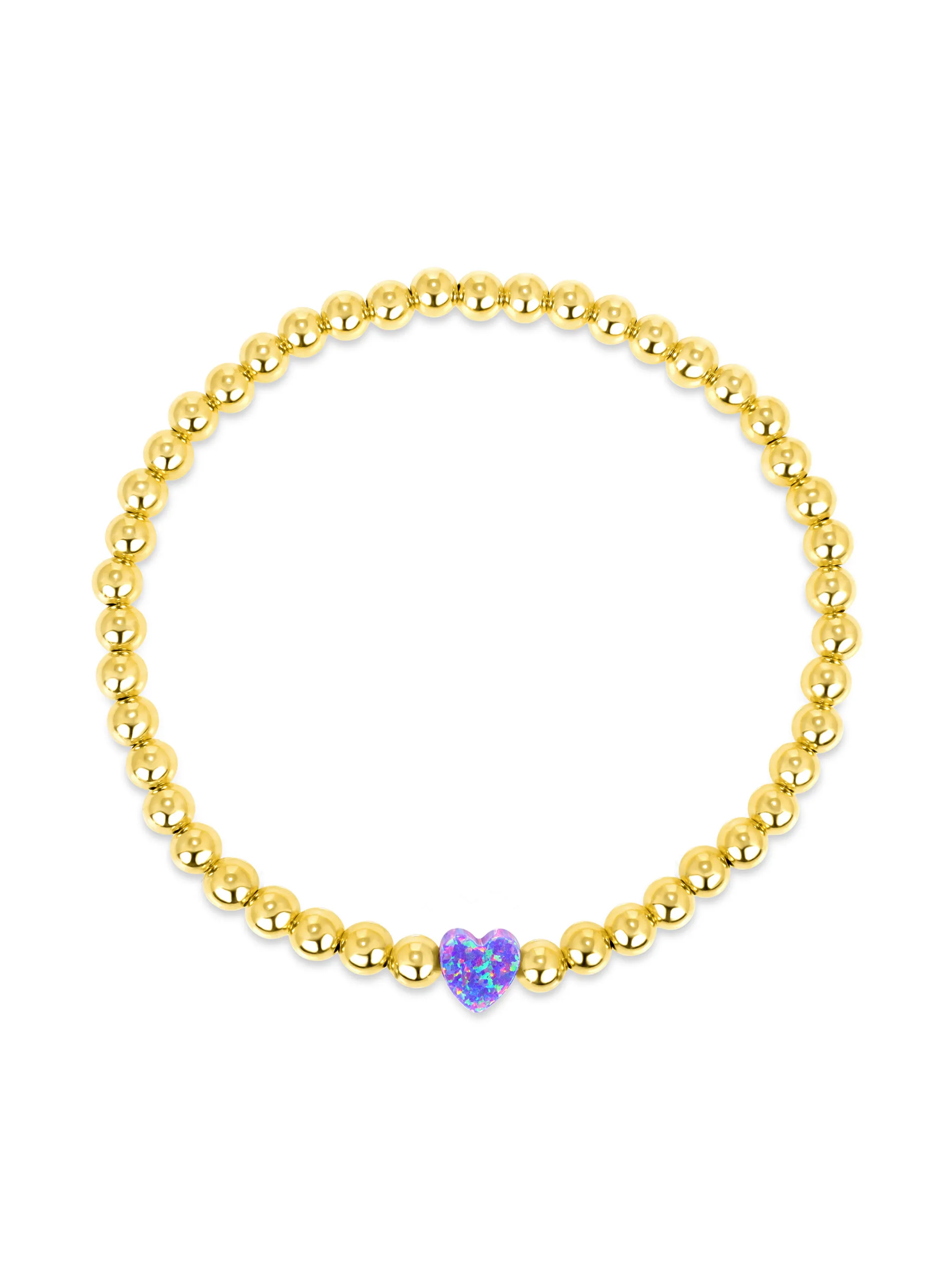 Opal Heart Stretch Bracelet - Purple