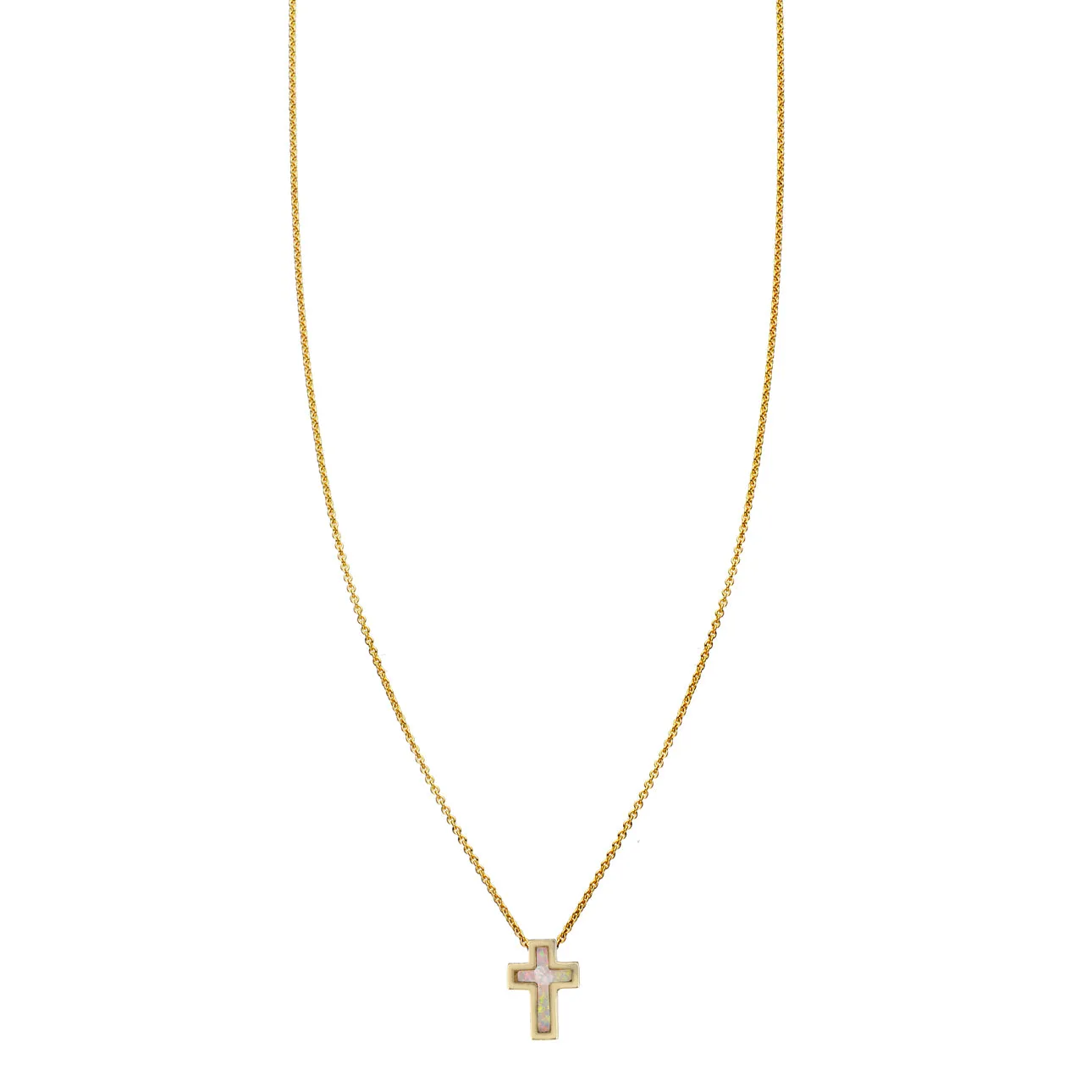 Opal Inlaid Cross Necklace