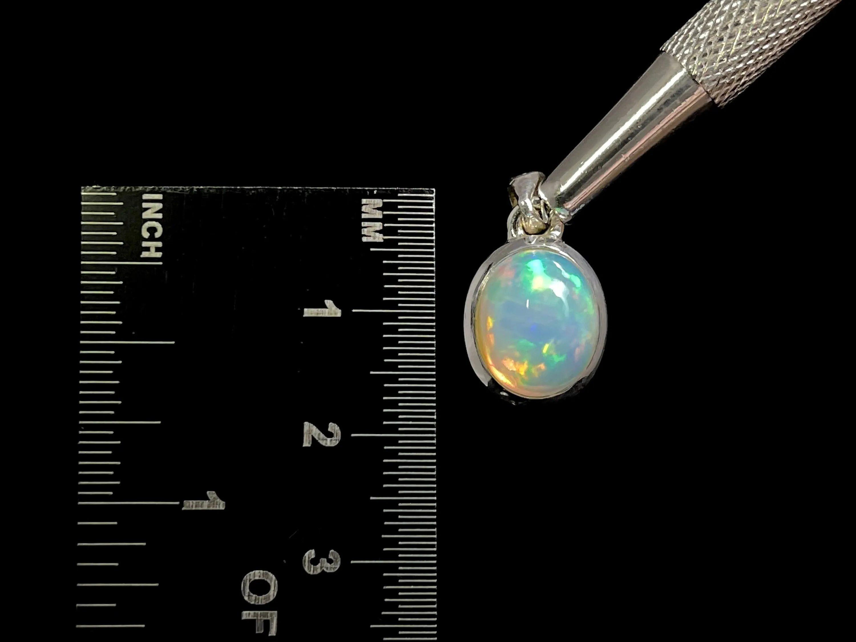 OPAL Pendant - Sterling Silver, 10x12mm Oval Cabochon - Opal Necklace, Birthstone Necklace, Opal Jewelry, Welo Opal, 49059