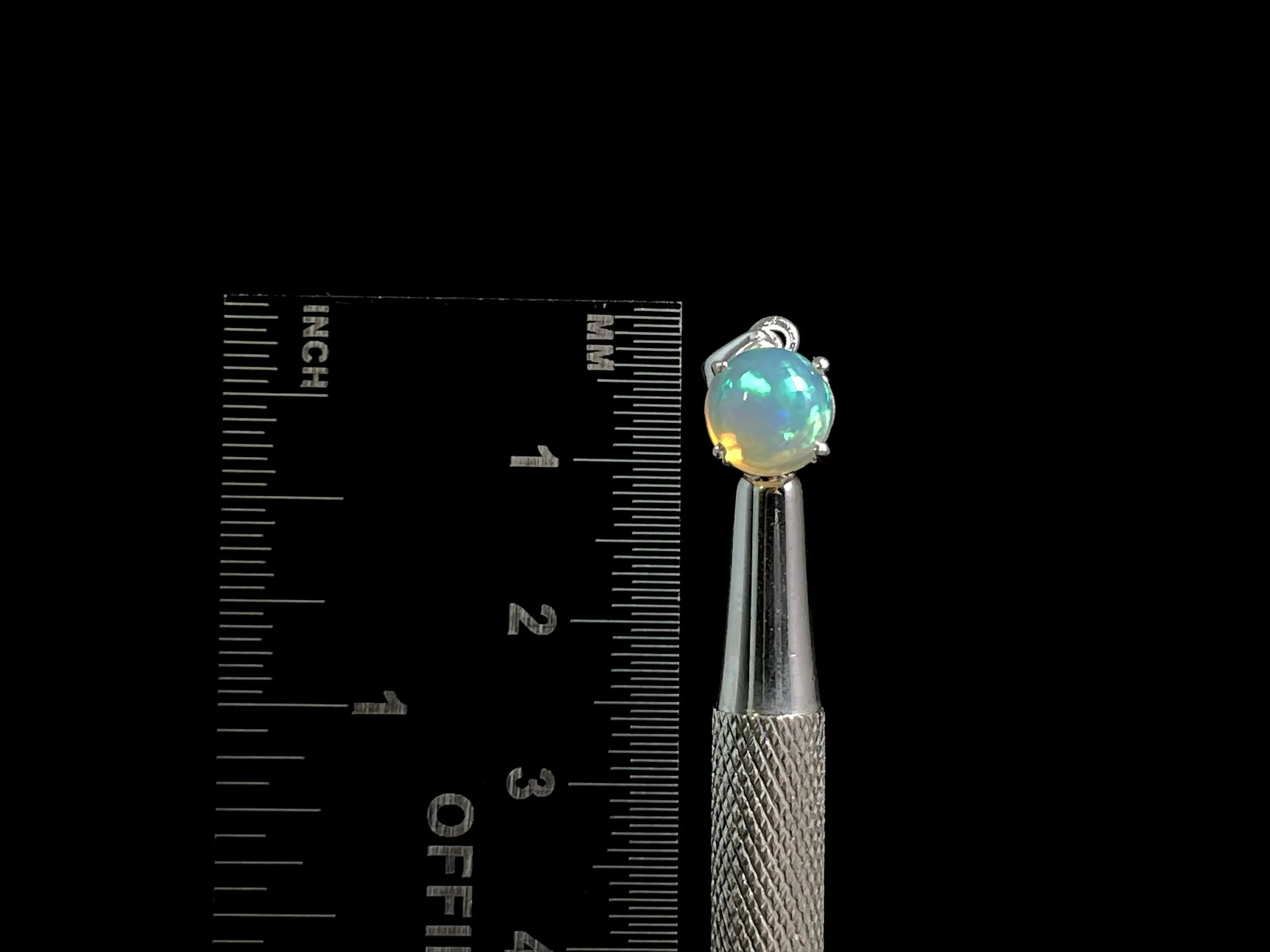 OPAL Pendant - Sterling Silver, 8mm Round Cabochon - Birthstone Jewelry, Opal Cabochon Necklace, Welo Opal, 49018