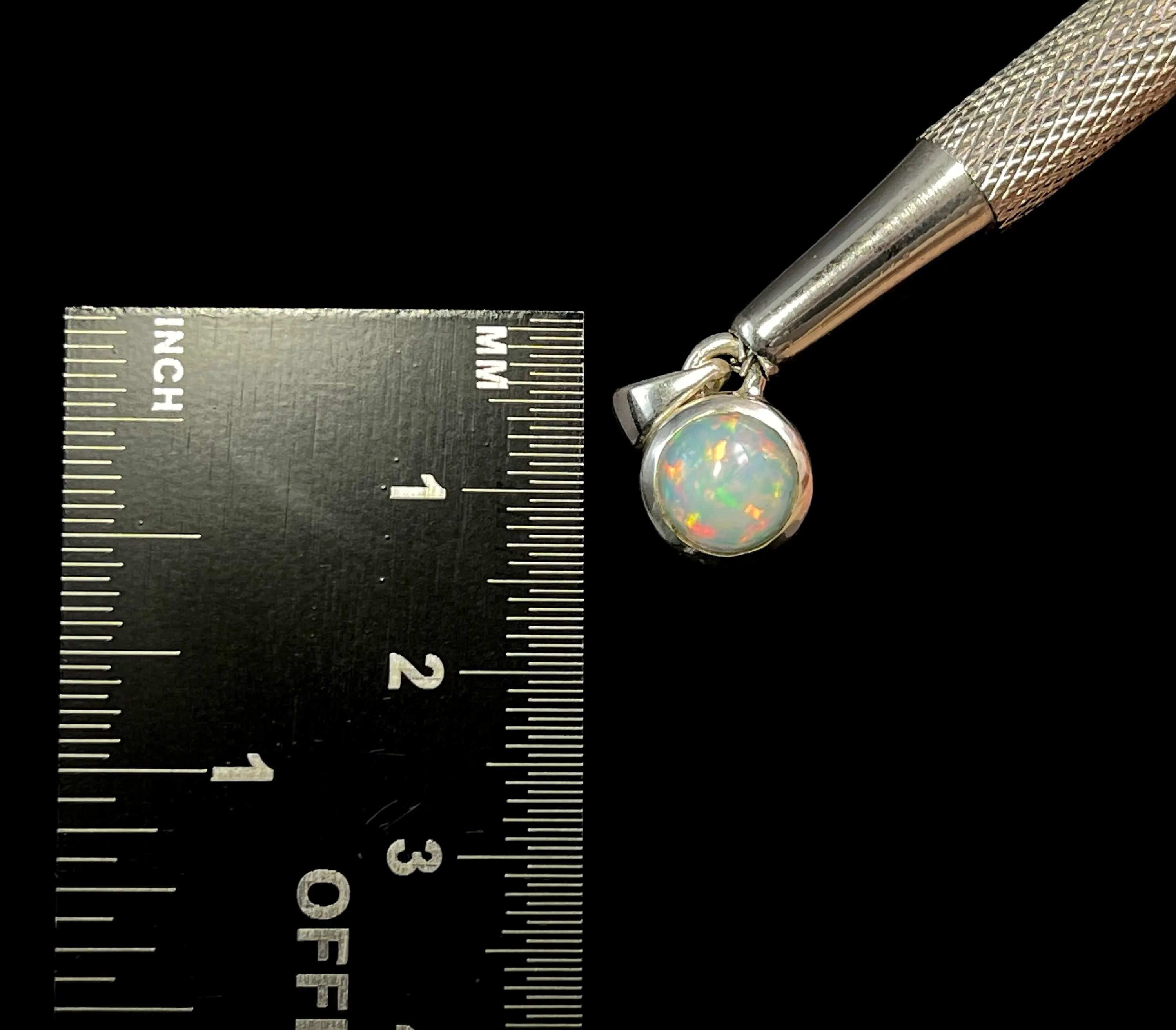 OPAL Pendant - Sterling Silver, 8mm Round Cabochon - Opal Necklace, Birthstone Necklace, Opal Jewelry, Welo Opal, 49107