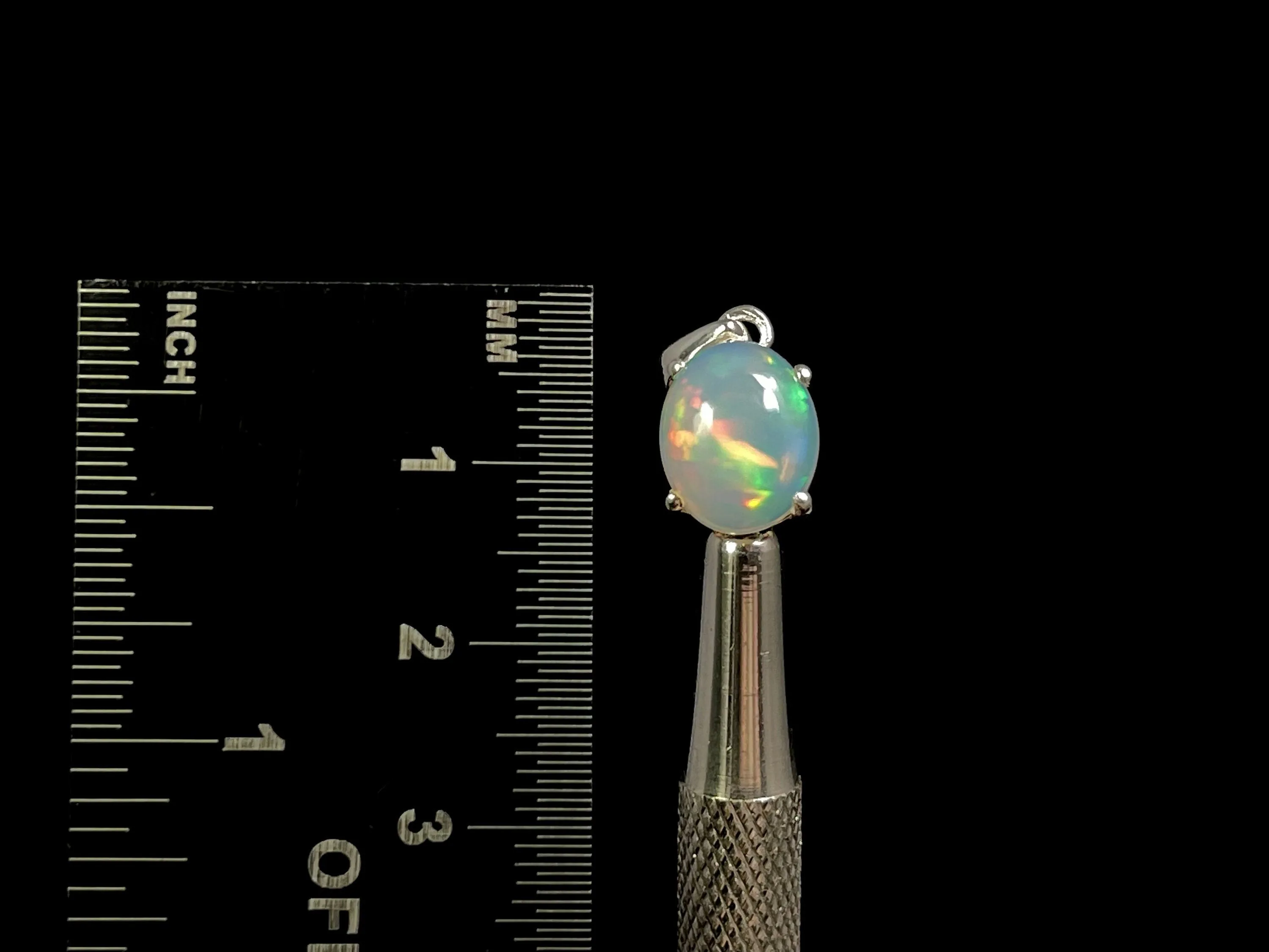 OPAL Pendant - Sterling Silver, 9x11mm Oval Cabochon - Opal Necklace, Birthstone Necklace, Opal Jewelry, Welo Opal, 49091