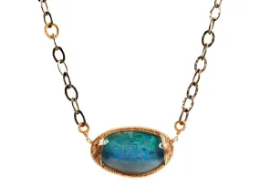 Opal Pendant with Oval Link Necklace