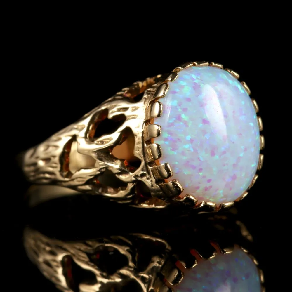 Opal Solitaire Ring 9Ct Gold Opal Ring