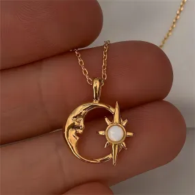 Opal Star Moon Phase Necklace