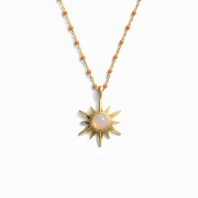 Opal Sun Tangerine Enamel Necklace