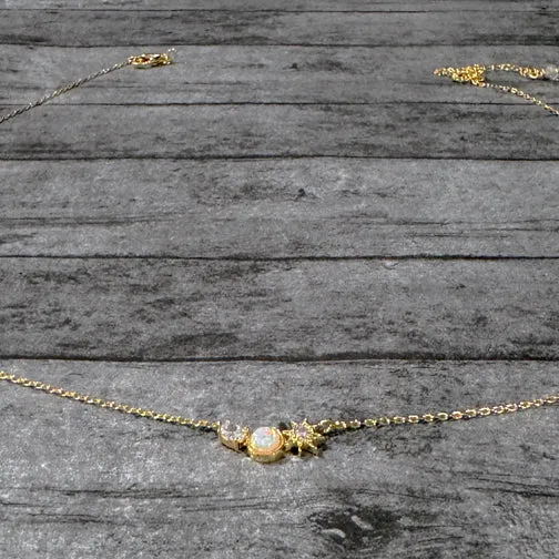 Opalstone & Crystal Dainty Necklace (ROSE GOLD, GOLD OR SILVER)