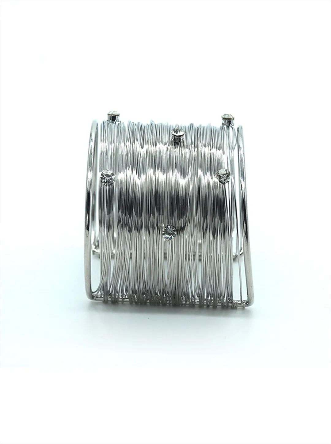 Ornaio Silver Stone-Studded Wired Bracelet Cuff