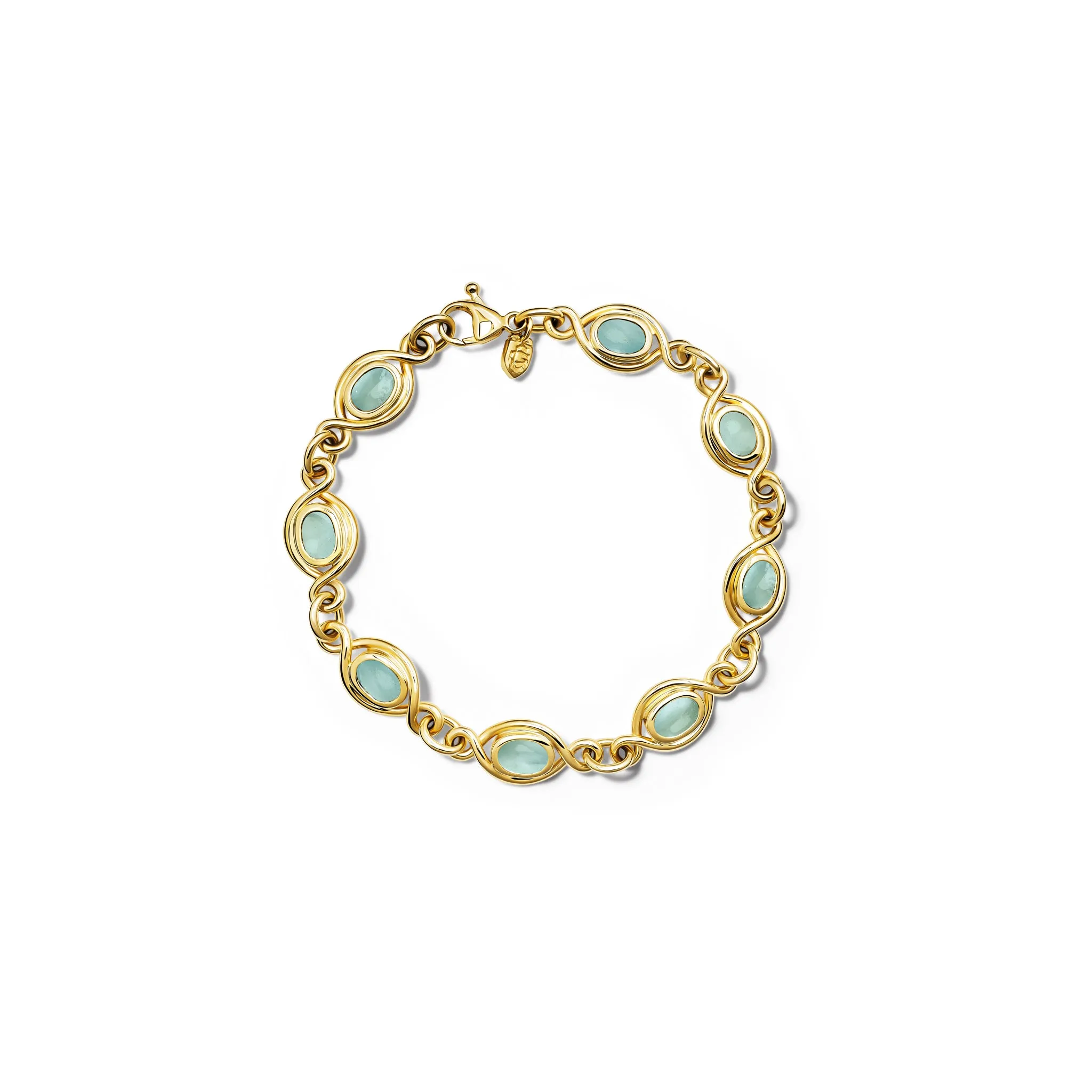 Orpheus Bracelet Yellow Gold - Cabochon Aquamarine