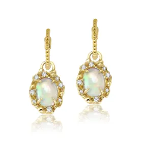 Oval Diamond Opal Earrings