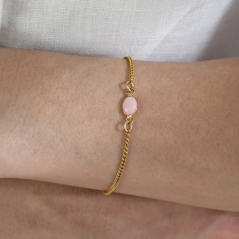 OVAL PINK OPAL BRACELET