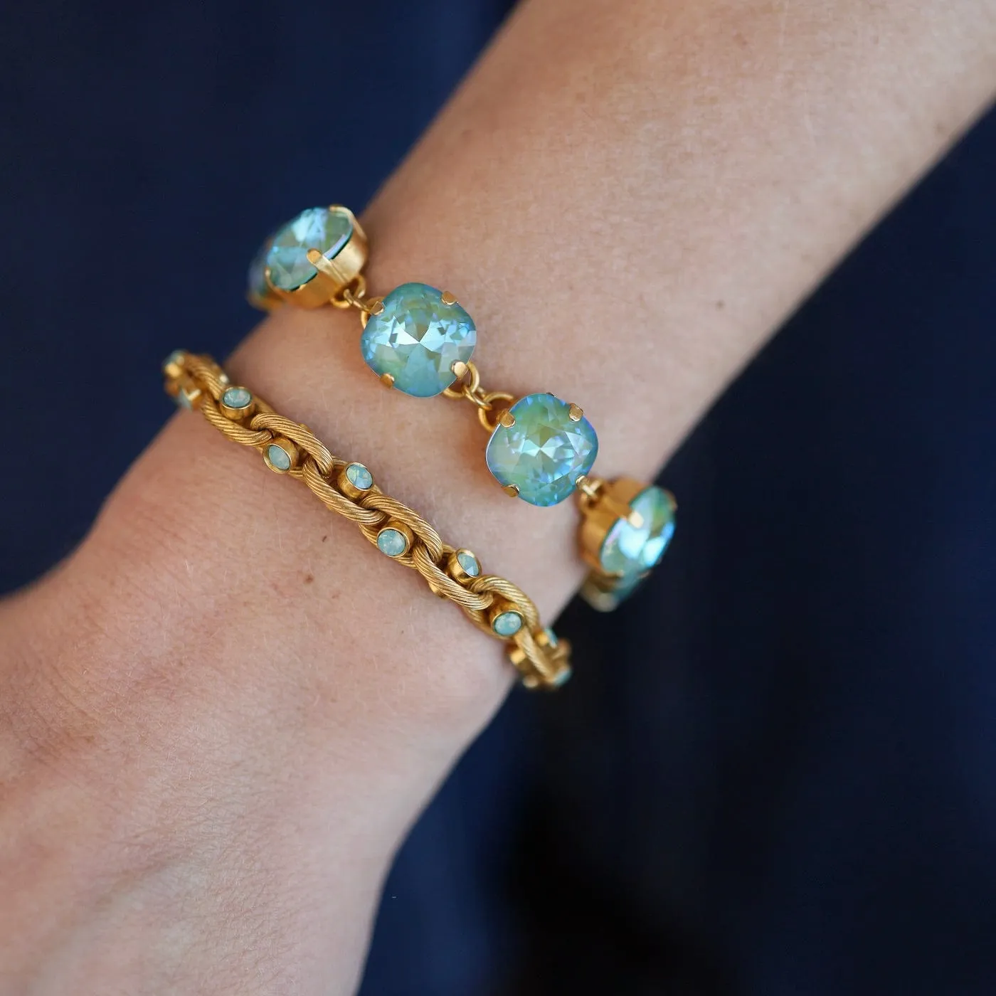 Pacific Opal Crystal Barbell Chain Bracelet