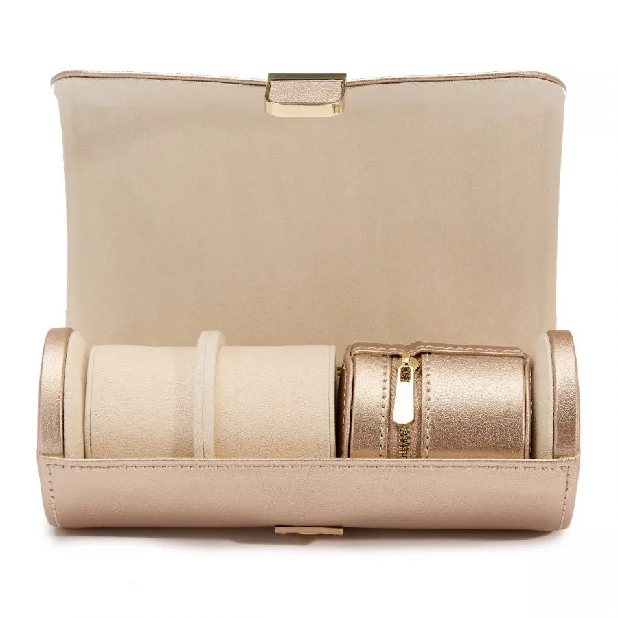 Palermo Double Watch Roll w/ Jewelry Pouch (Rose Gold)