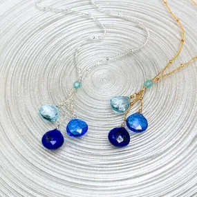 Past, Present and Future Denim Blues Necklace