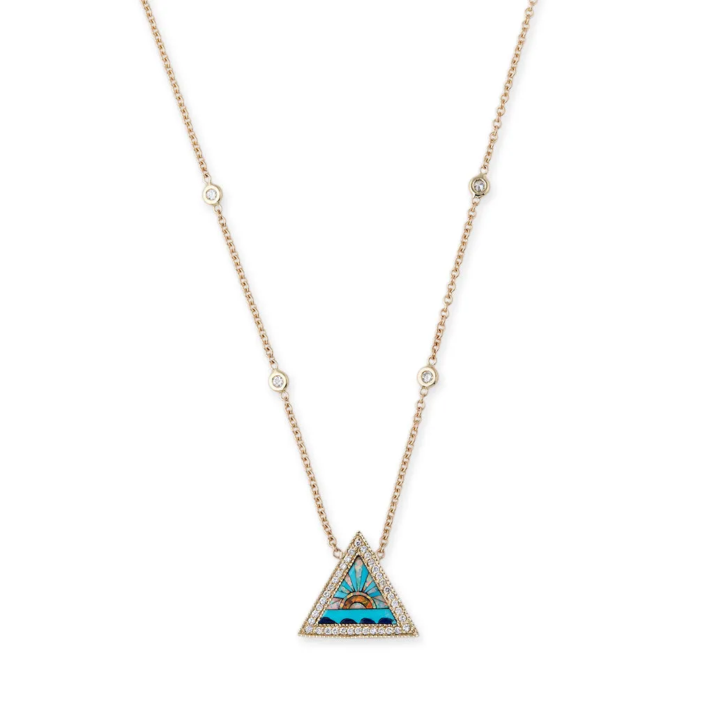 PAVE SUNSHINE TRIANGLE INLAY NECKLACE