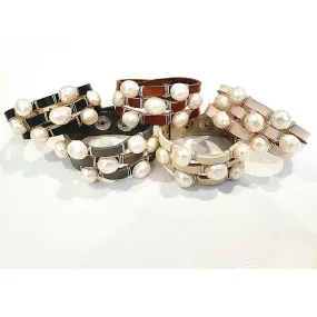 Pearl Leather Cuff Bracelet