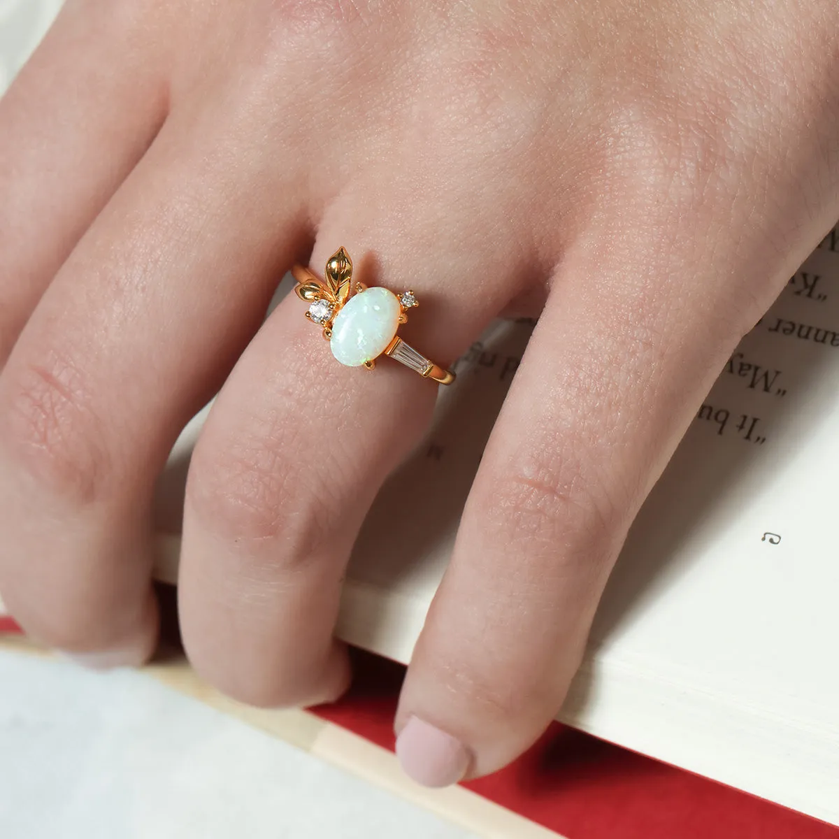 Persephone Opal Leaf Ring