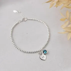 Personalised March Birthstone Bracelet - Aquamarine Crystal