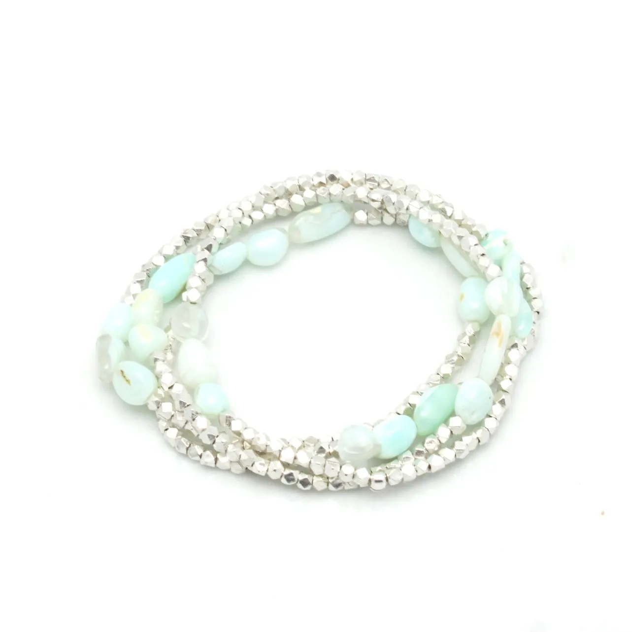 Peruvian Blue Opal & Fine Silver Stretch Bracelet