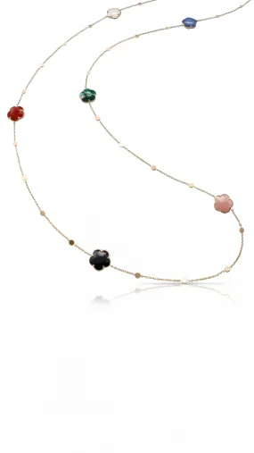 Petit Joli Bouquet Sautoir Necklace in 18k Rose Gold with Colored Gems and Diamonds