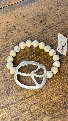 Pewter Peace Bracelet - African Opal