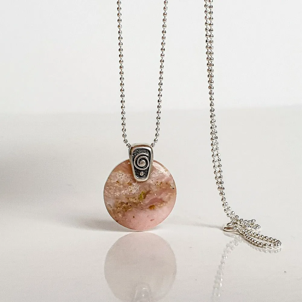 Pink Opal AAA  Silver Pendant "Self Love"