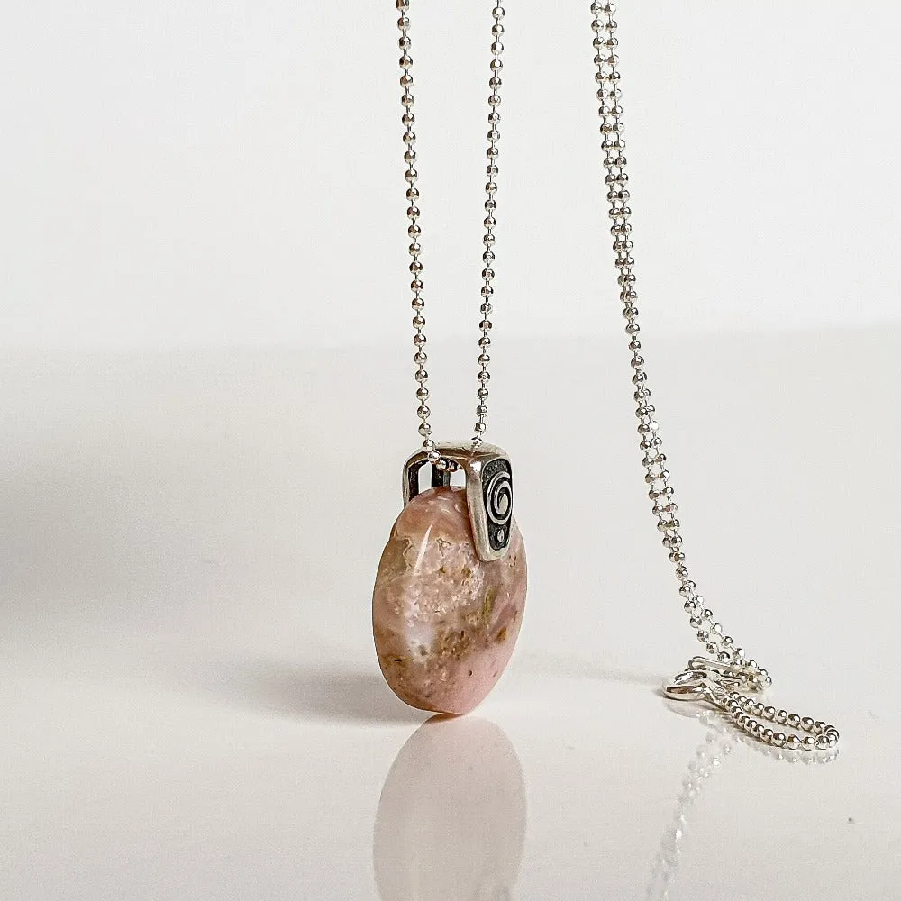 Pink Opal AAA  Silver Pendant "Self Love"