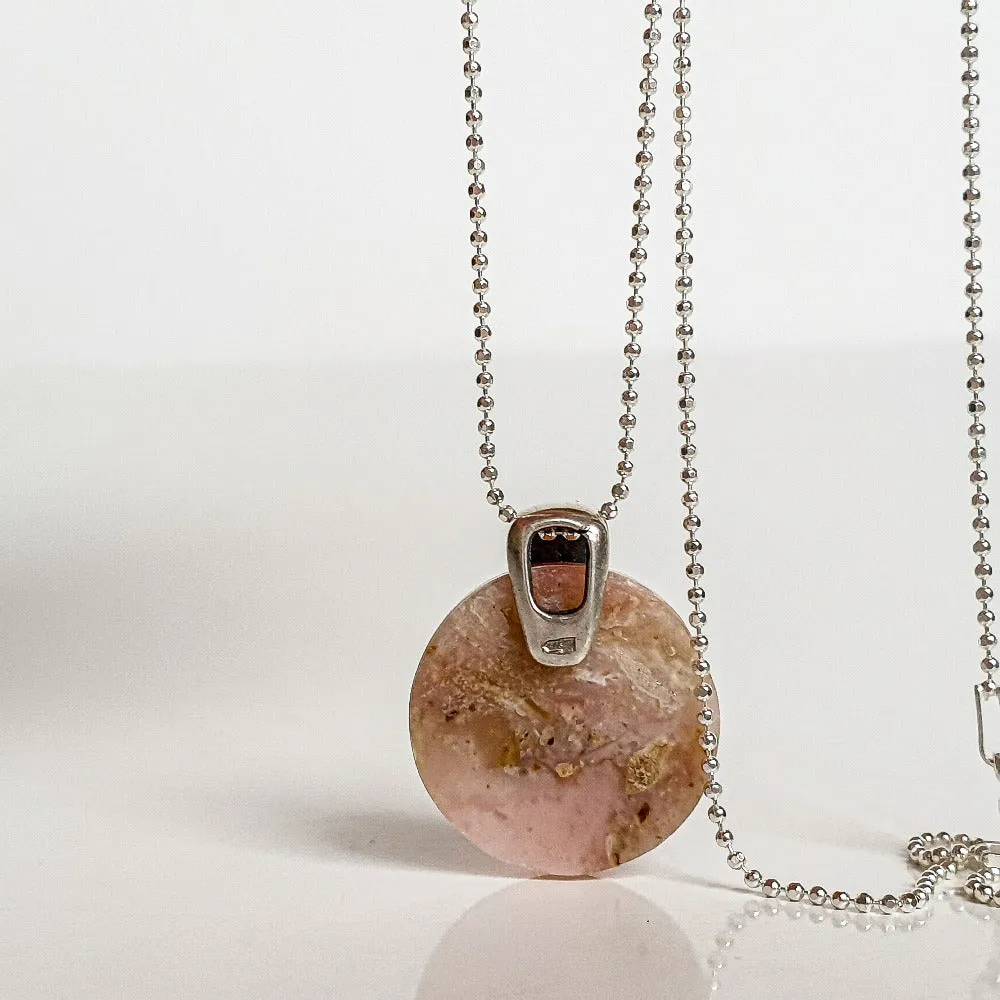 Pink Opal AAA  Silver Pendant "Self Love"