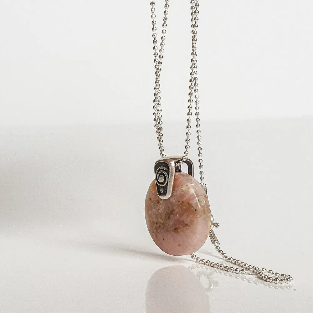 Pink Opal AAA  Silver Pendant "Self Love"