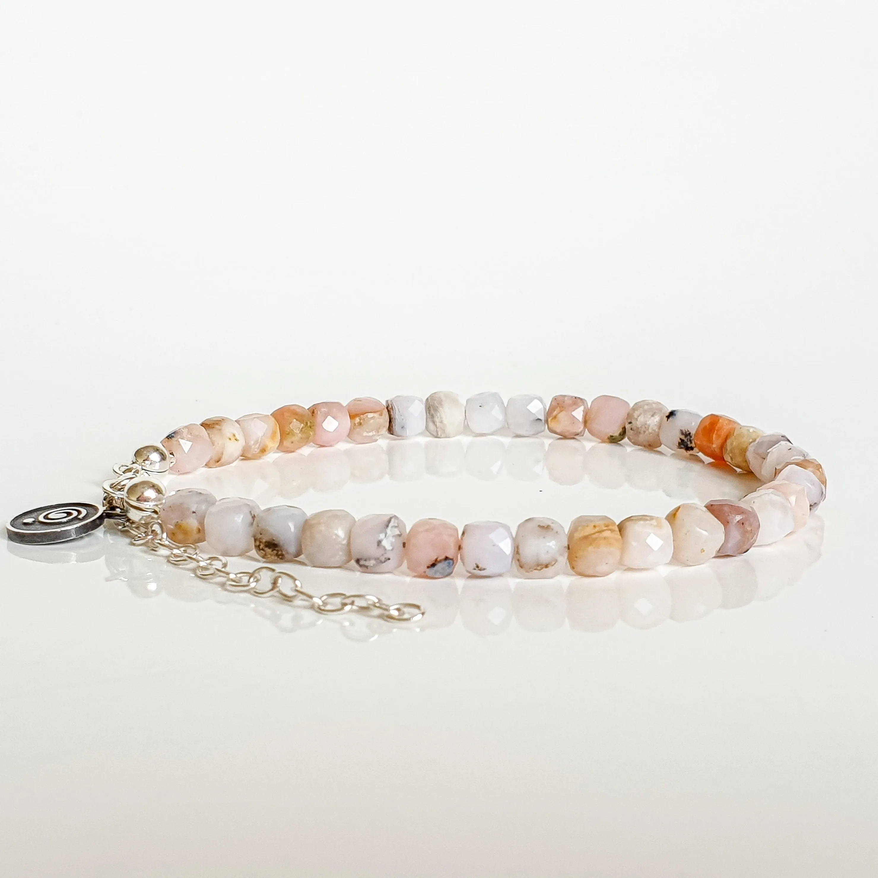 Pink Opal Silver Delicate Bracelet for Women "Self Love"