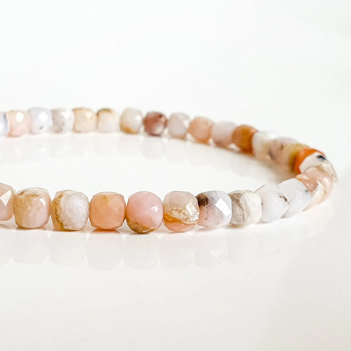 Pink Opal Silver Delicate Bracelet for Women "Self Love"