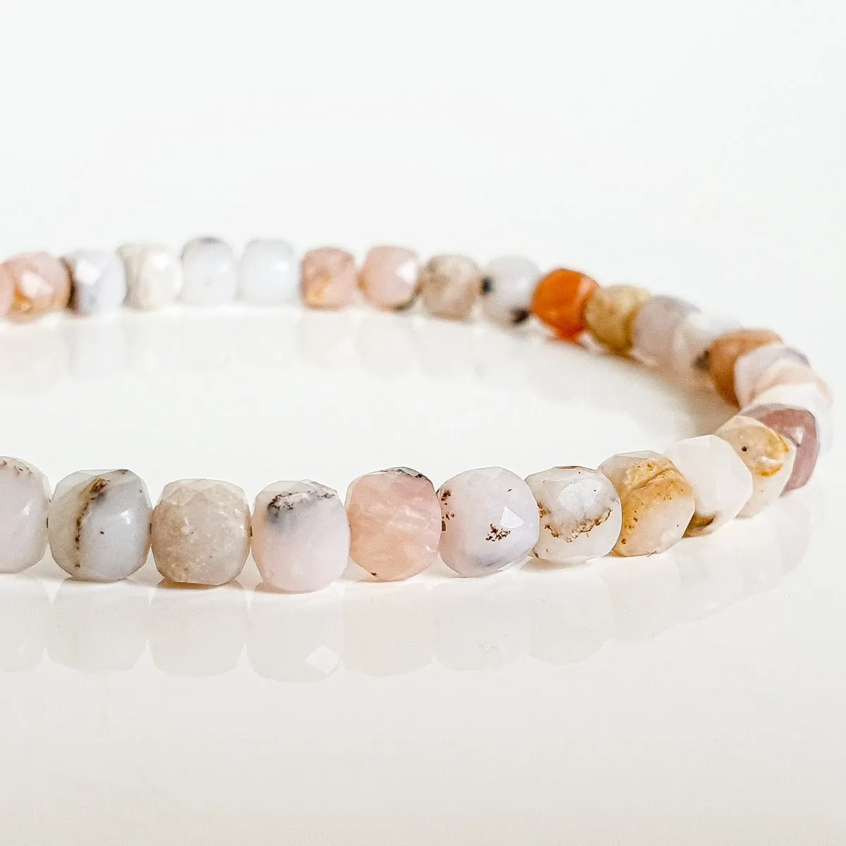 Pink Opal Silver Delicate Bracelet for Women "Self Love"