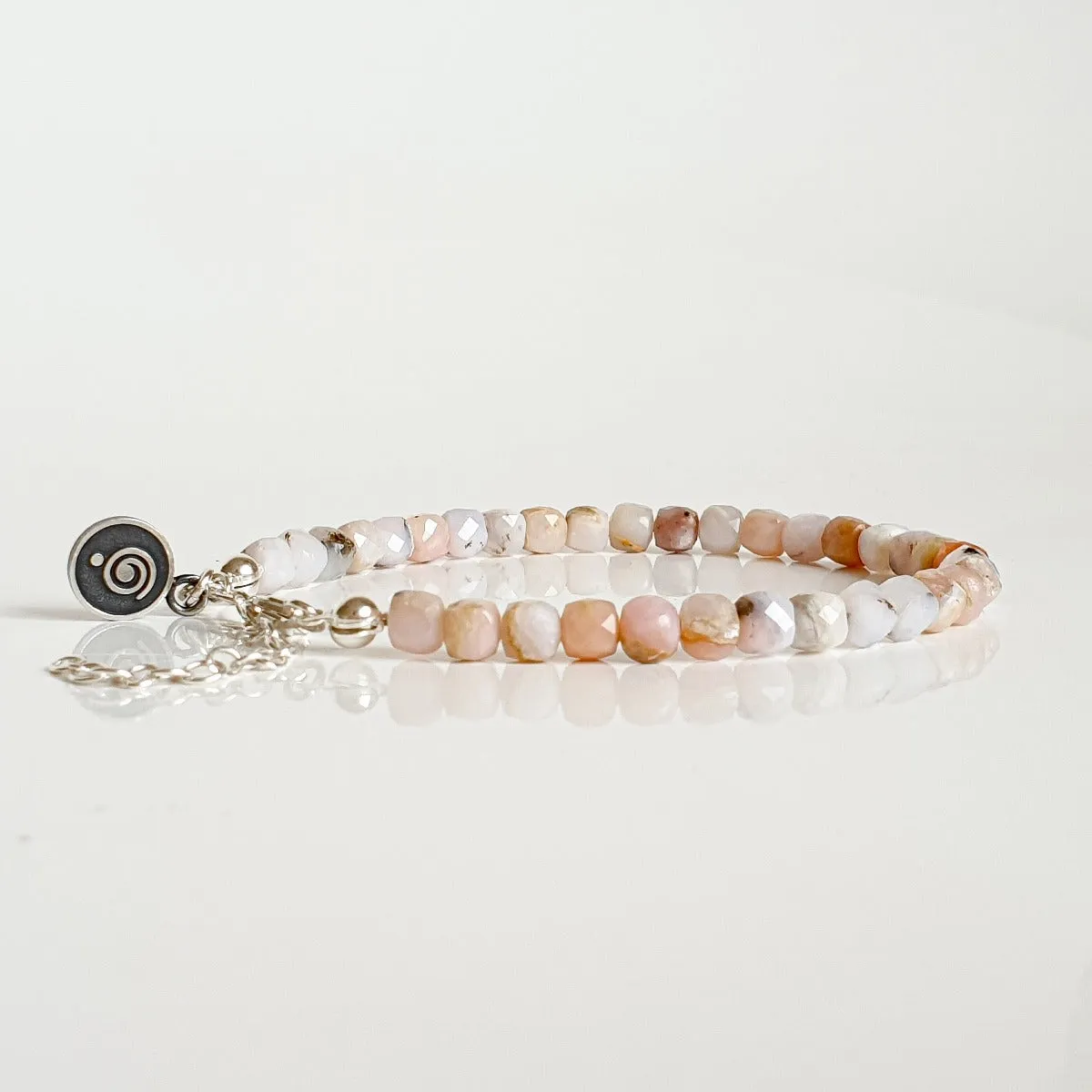 Pink Opal Silver Delicate Bracelet for Women "Self Love"