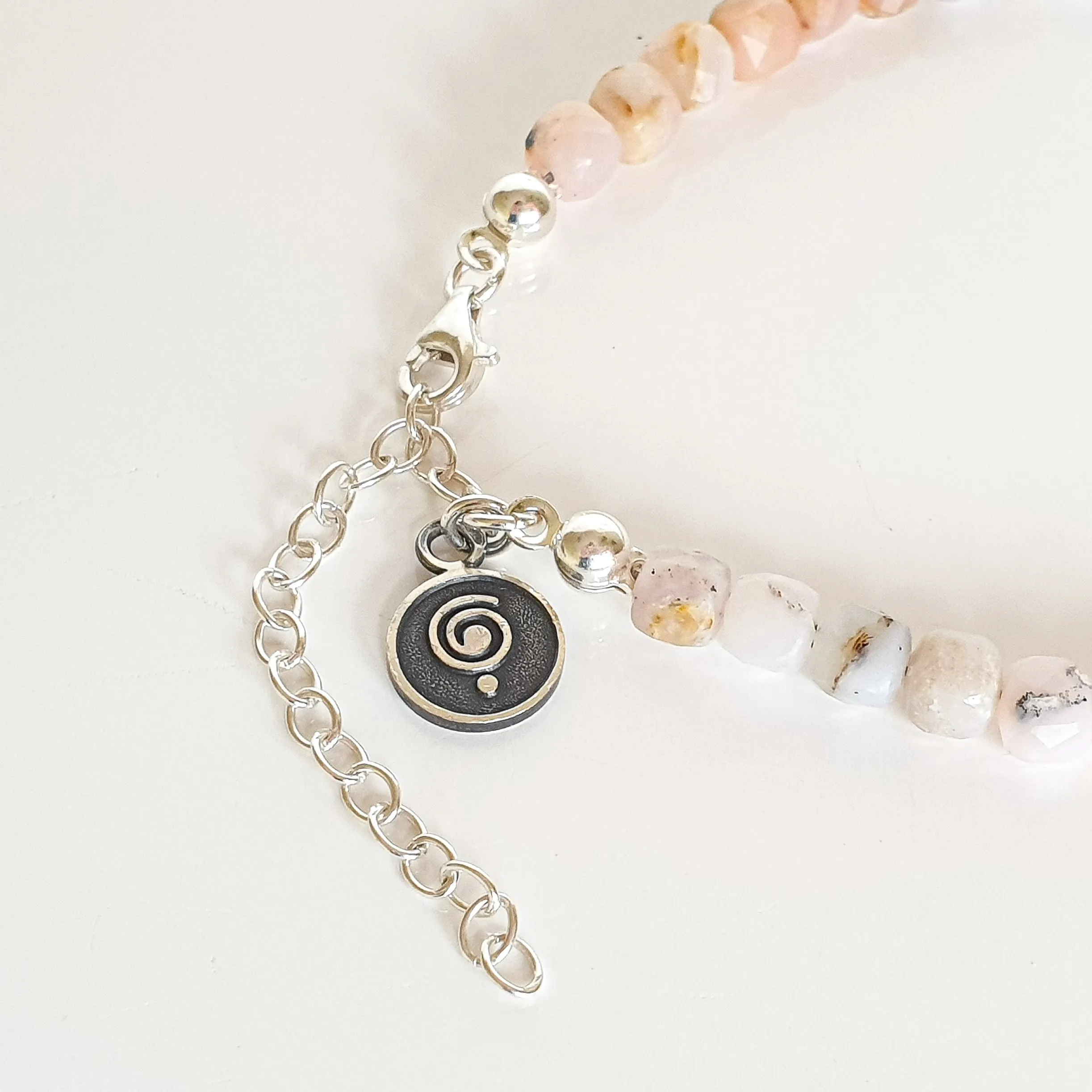 Pink Opal Silver Delicate Bracelet for Women "Self Love"