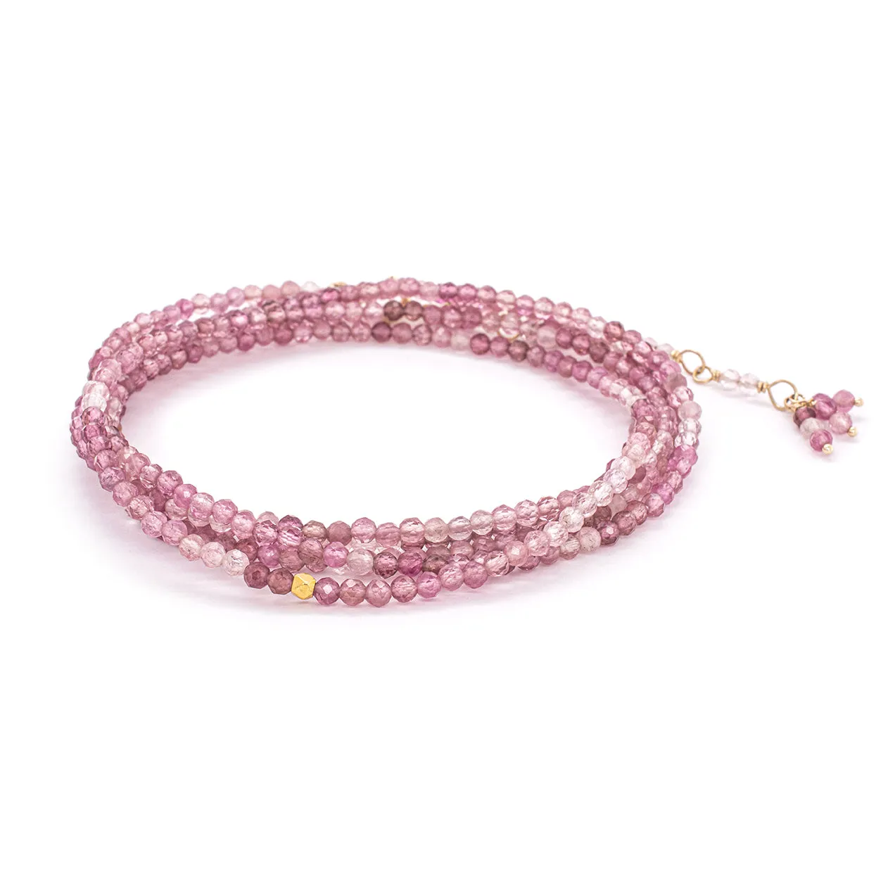 Pink Tourmaline Wrap Bracelet - Necklace