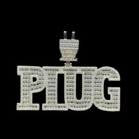 PLUG Special Bail Iced Out Letter Diamond Pendant Necklace