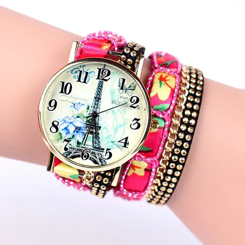 Popular fashion design iron tower Ladies Watches casual style bracelet watch women's apparel Geneva watch brand long chain