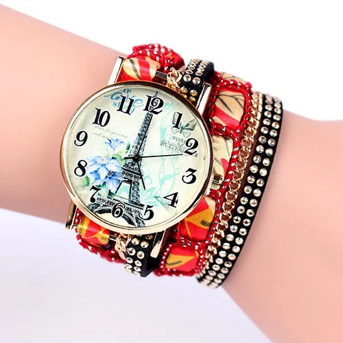 Popular fashion design iron tower Ladies Watches casual style bracelet watch women's apparel Geneva watch brand long chain