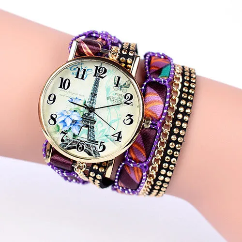 Popular fashion design iron tower Ladies Watches casual style bracelet watch women's apparel Geneva watch brand long chain