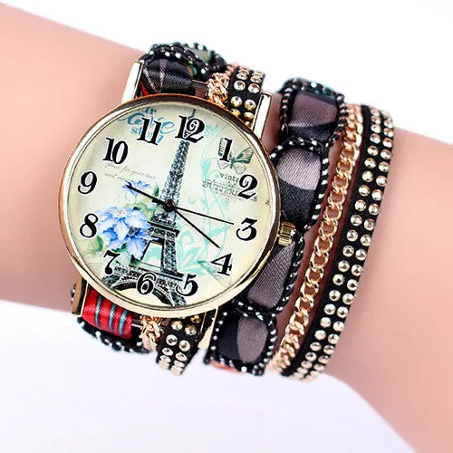 Popular fashion design iron tower Ladies Watches casual style bracelet watch women's apparel Geneva watch brand long chain