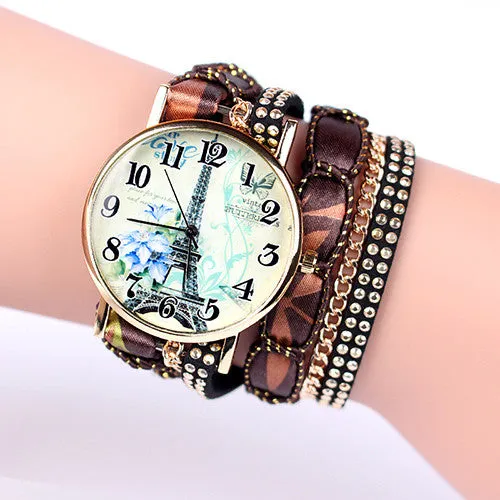 Popular fashion design iron tower Ladies Watches casual style bracelet watch women's apparel Geneva watch brand long chain