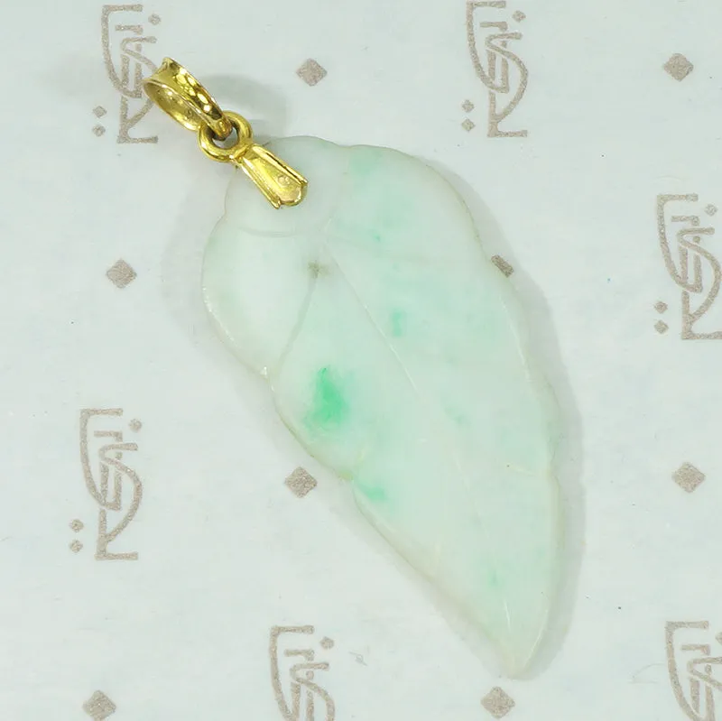 Pretty Carved Jade Leaf Pendant