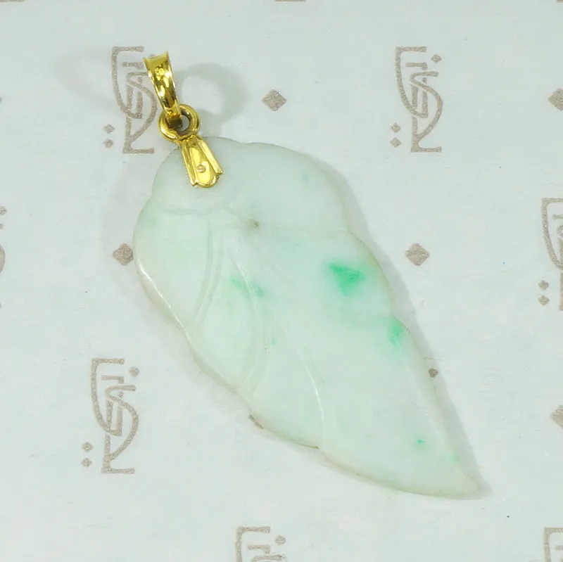 Pretty Carved Jade Leaf Pendant